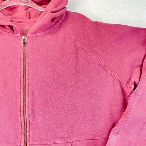 CABELAS Womens 2XL Pink Cotton Lightweight Full Zip Long Sleeve Hoodie Pockets